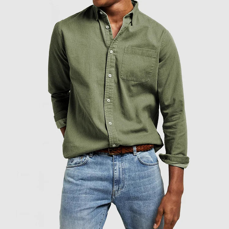 Everyday wear men's long sleeve button-up shirt, a classic casual style with chest pocket for versatile looks.