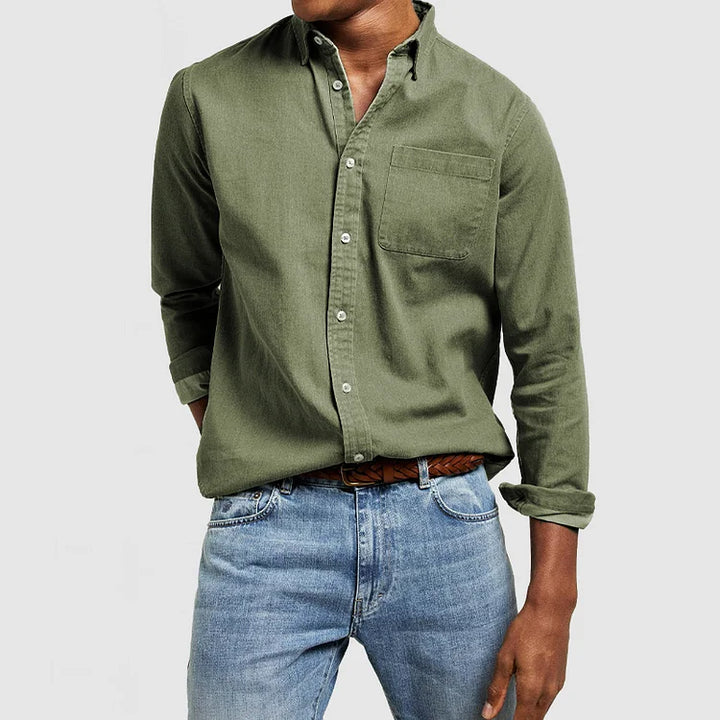 Everyday wear men's long sleeve button-up shirt, a classic casual style with chest pocket for versatile looks.