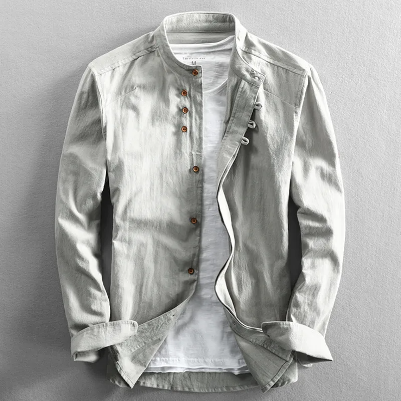 Stylish men's button-up shirt for refined everyday fashion. Versatile smart casual long sleeve top for men.