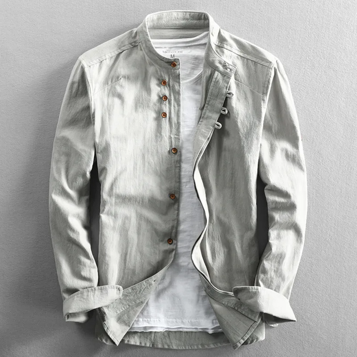 Stylish men's button-up shirt for refined everyday fashion. Versatile smart casual long sleeve top for men.