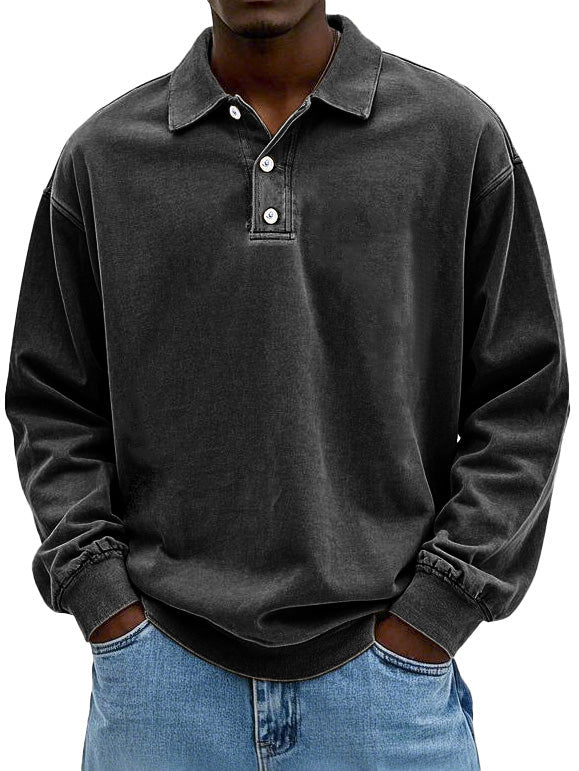 Versatile men's long-sleeved polo shirt. Smart casual fashion top for comfortable and stylish everyday wear.