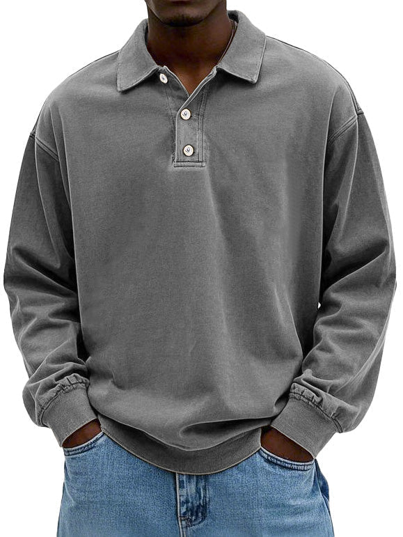Comfortable men's long sleeve polo shirt, a classic button-down for stylish smart casual looks.
