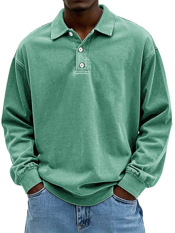 Stylish men's versatile long-sleeved polo, ideal for smart casual wear or everyday men's fashion.