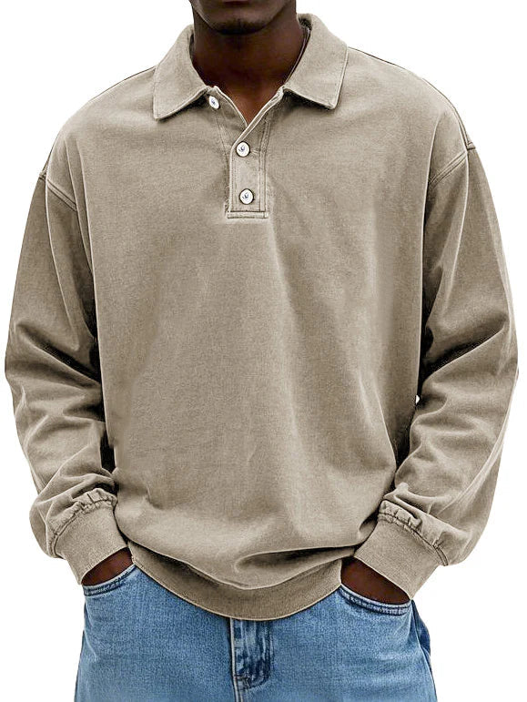 Tailored fit men's long sleeve polo shirt for a refined look. Great for smart casual or everyday apparel.