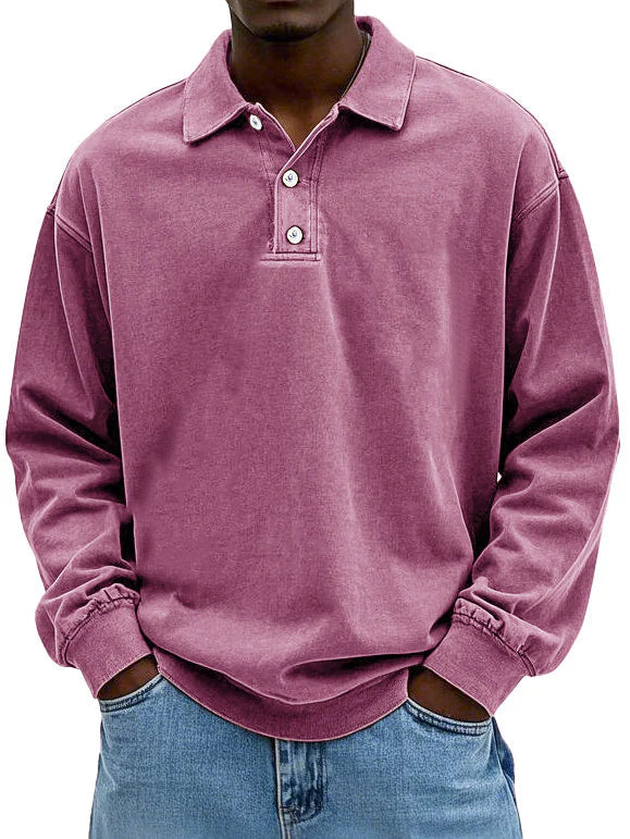 Classic men's long-sleeved polo shirt, offering a sophisticated and versatile smart casual style.