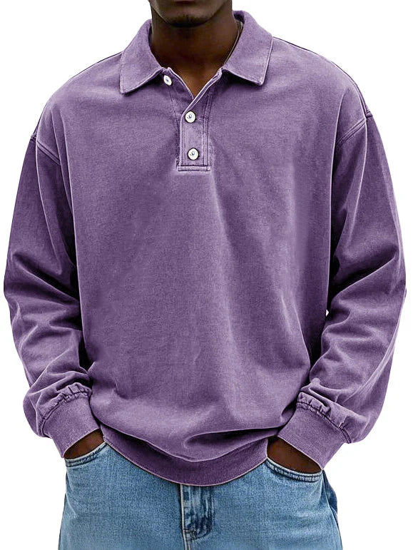 Stylish men's long-sleeved polo. A versatile smart casual shirt designed for refined everyday fashion.