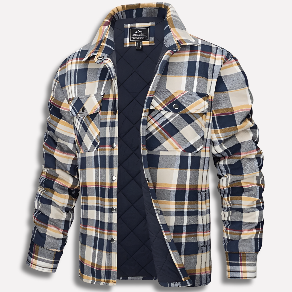 Men's versatile plaid button-down shirt, perfect for casual wear, autumn fashion, or layering. Comfortable long sleeve top.