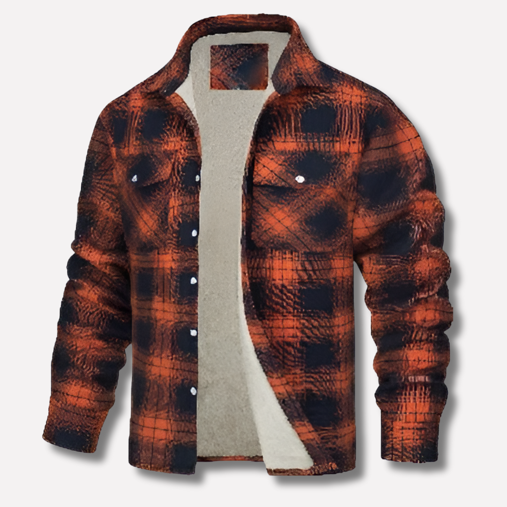 Classic men's plaid button-down shirt. Versatile long sleeve top, great for outdoor activities & casual autumn style.