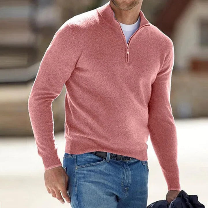Men's versatile quarter-zip pullover sweater for casual everyday style & comfort. Perfect for layering.