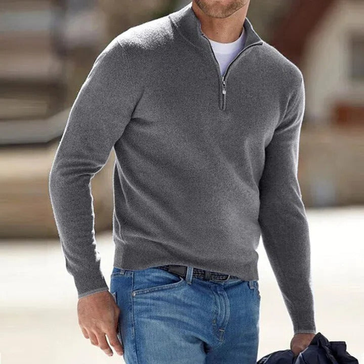 Comfortable men's quarter-zip pullover, perfect for everyday wear and versatile casual outfits. Male apparel.