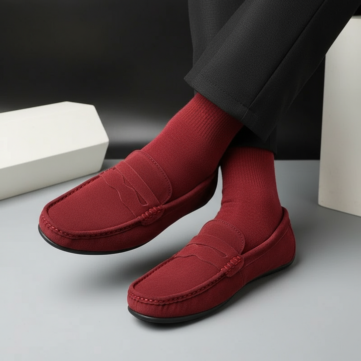 Back view of men's stylish slip-on loafers, designed for effortless casual & smart casual spring/summer fashion.