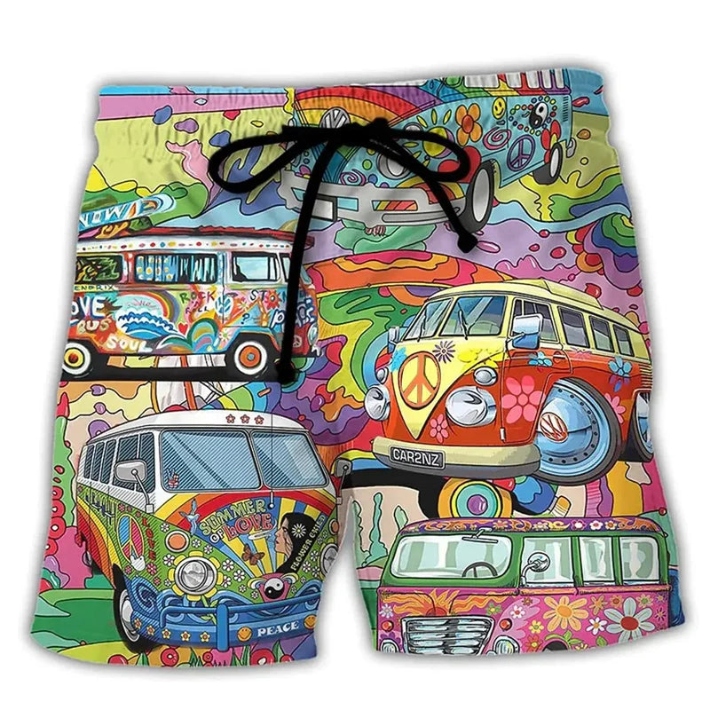 Comfortable men's quick-dry swim shorts featuring a unique graffiti print. Perfect for vibrant pool and beach fun.