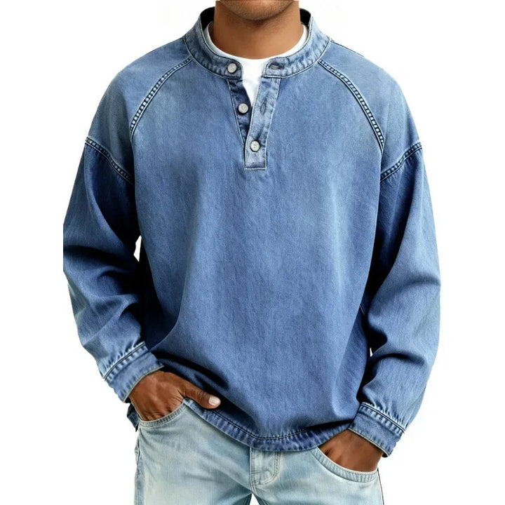 Men's vintage button-down long sleeve shirt, classic style for everyday casual wear.