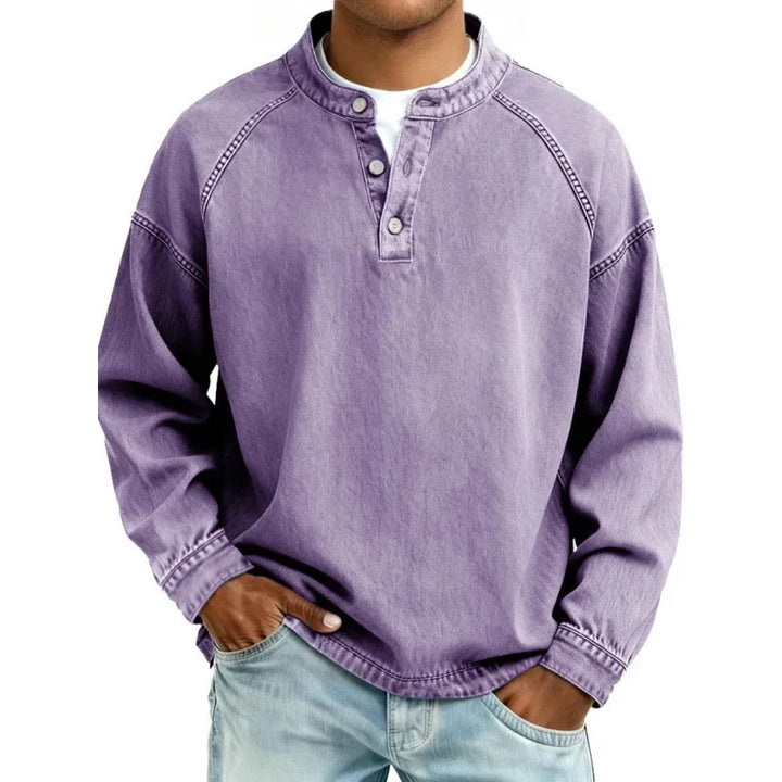 Classic men's vintage style long sleeve button shirt, perfect for casual fashion & comfort.