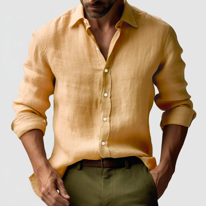 Classic men's vintage button-up shirt, timeless relaxed summer style.