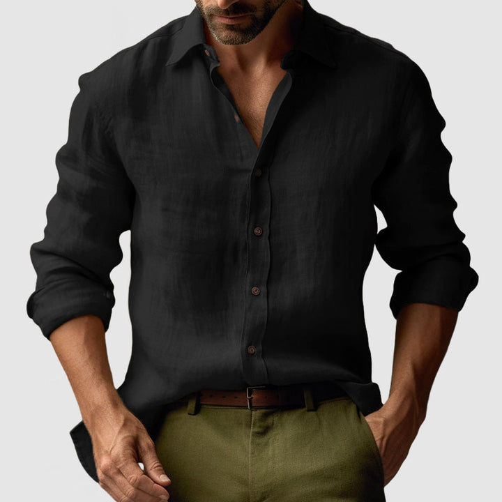 Men's summer vintage button-up shirt, relaxed fit, ideal for warm weather casual wear.