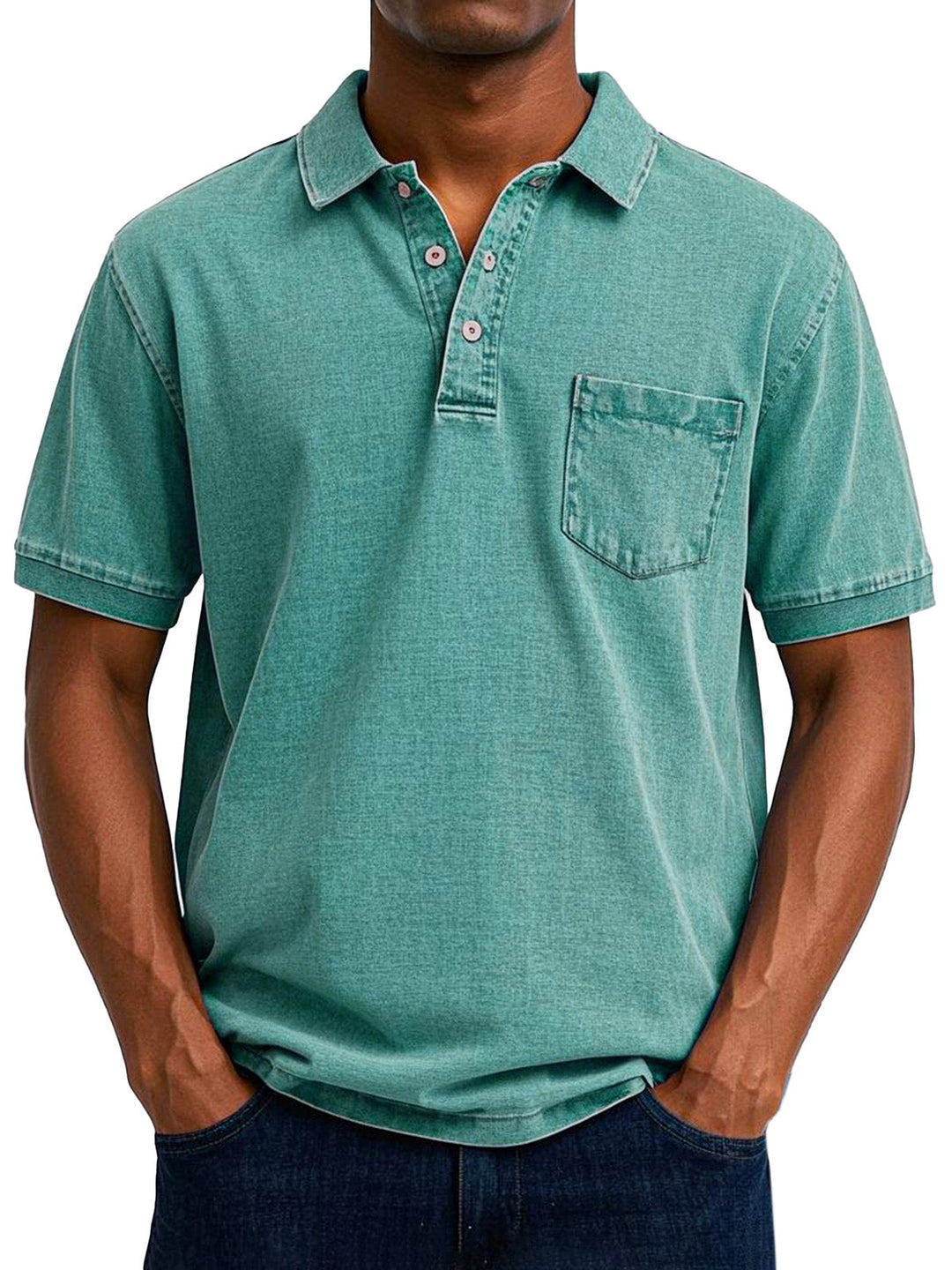 Comfortable men's vintage cotton polo. Relaxed fit for spring/summer casual wear & everyday style.