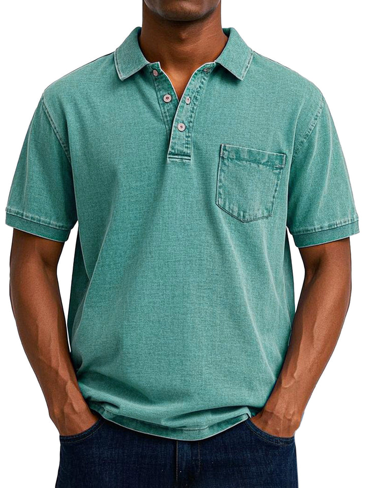 Comfortable men's vintage cotton polo. Relaxed fit for spring/summer casual wear & everyday style.