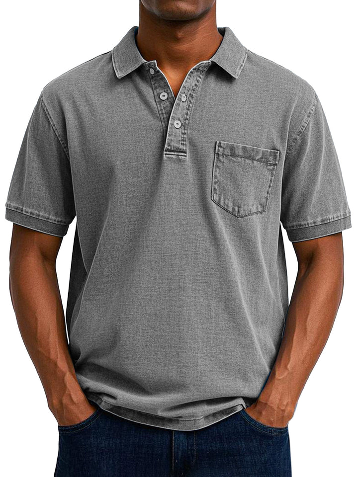 Breathable men's vintage cotton polo for spring/summer. Relaxed fit & casual everyday style.