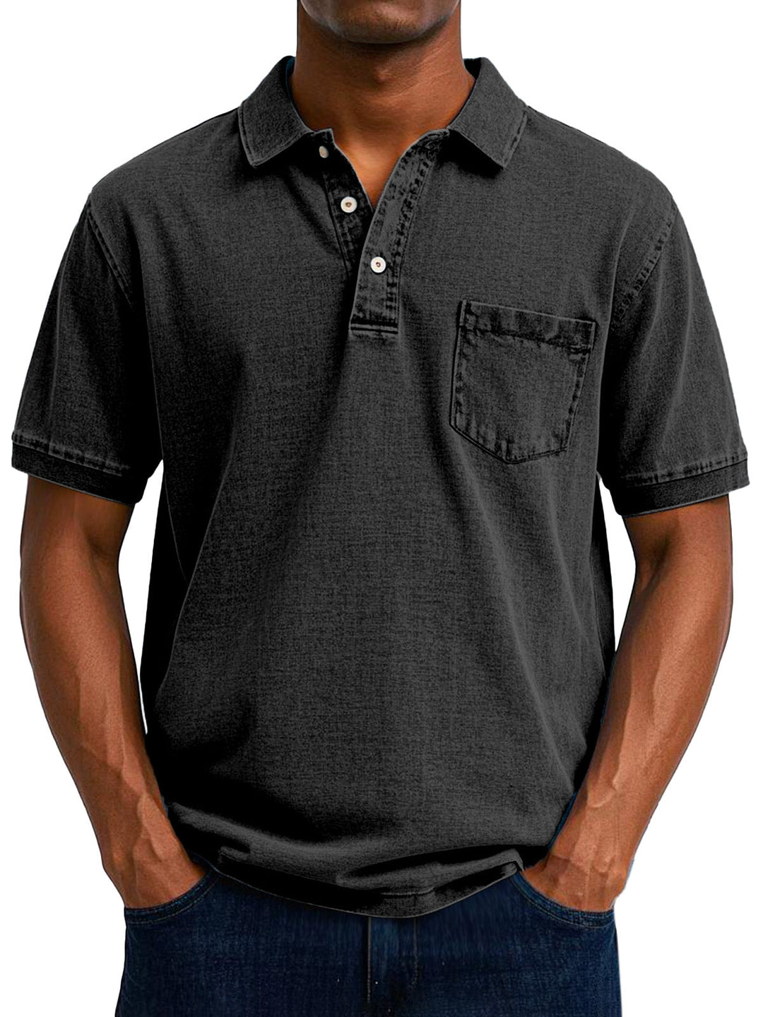 Men's fashion vintage cotton polo shirt. Relaxed fit, versatile for casual & everyday style.