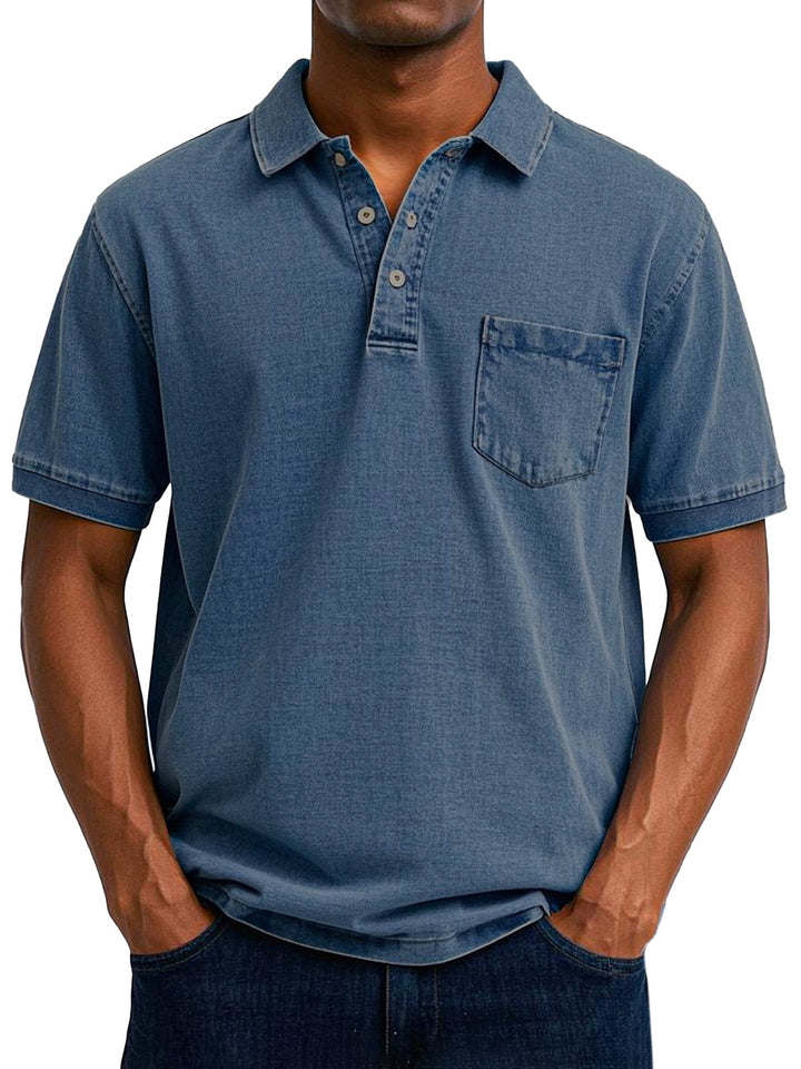 Soft cotton men's polo in a vintage style, relaxed fit for ultimate comfort and everyday wear.