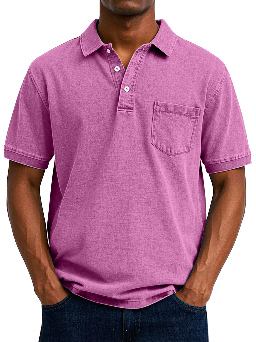 Men's vintage cotton polo shirt. Everyday style & comfort, ideal for casual spring/summer outfits.