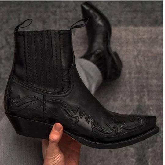 Men's vintage cowboy boots with classic western stitching, durable leather, and timeless rugged style for everyday wear.