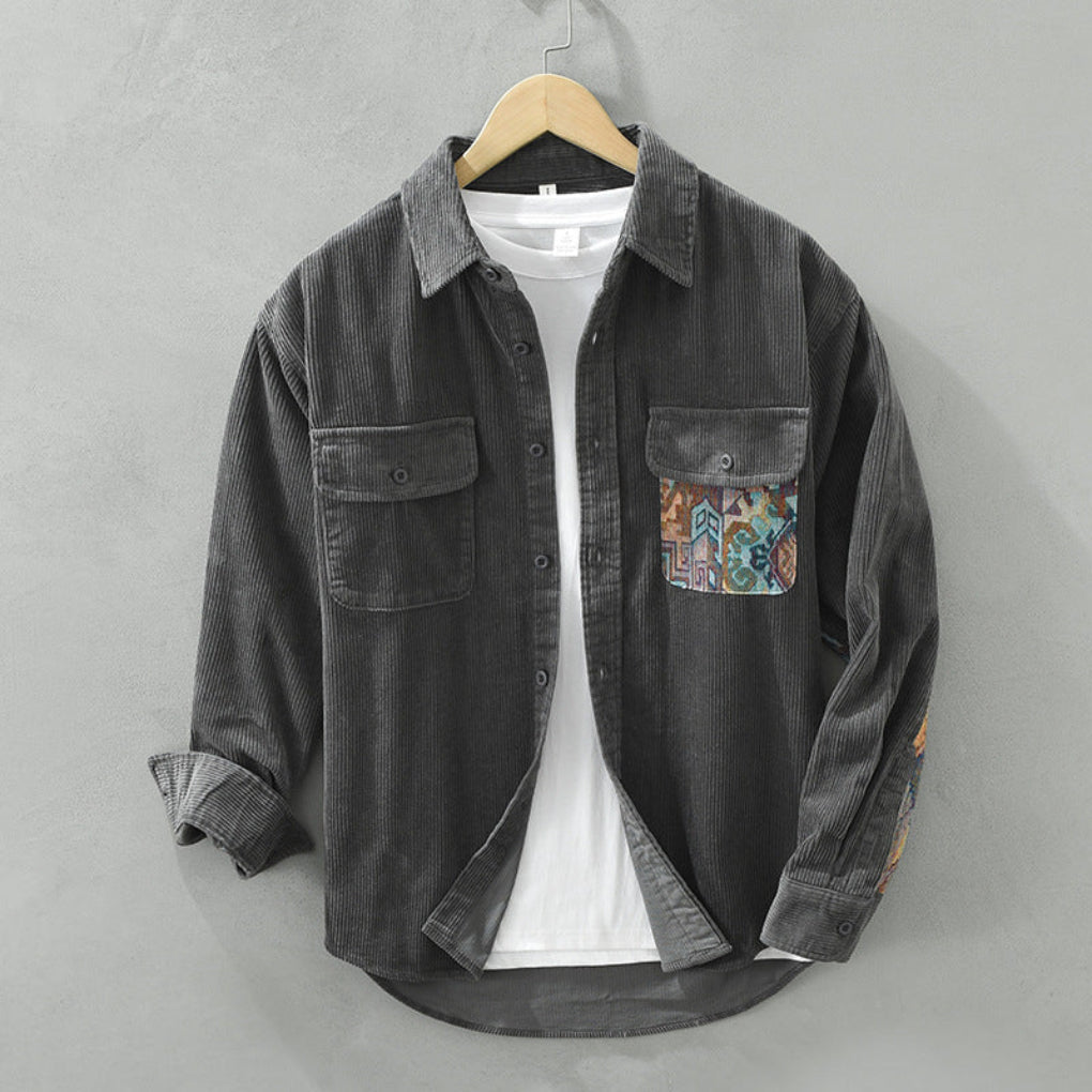Stylish men's vintage long sleeve shirt, a versatile wardrobe essential for casual & semi-formal looks.