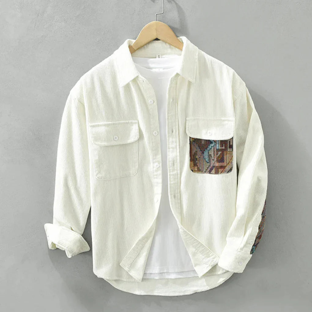 Timeless men's long-sleeved vintage shirt, a classic button-down for sophisticated men's fashion.