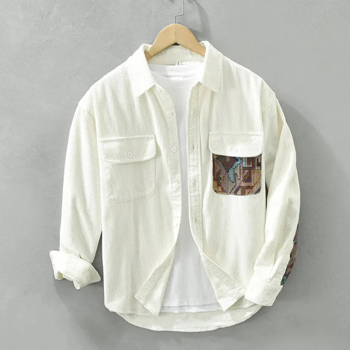 Timeless men's long-sleeved vintage shirt, a classic button-down for sophisticated men's fashion.