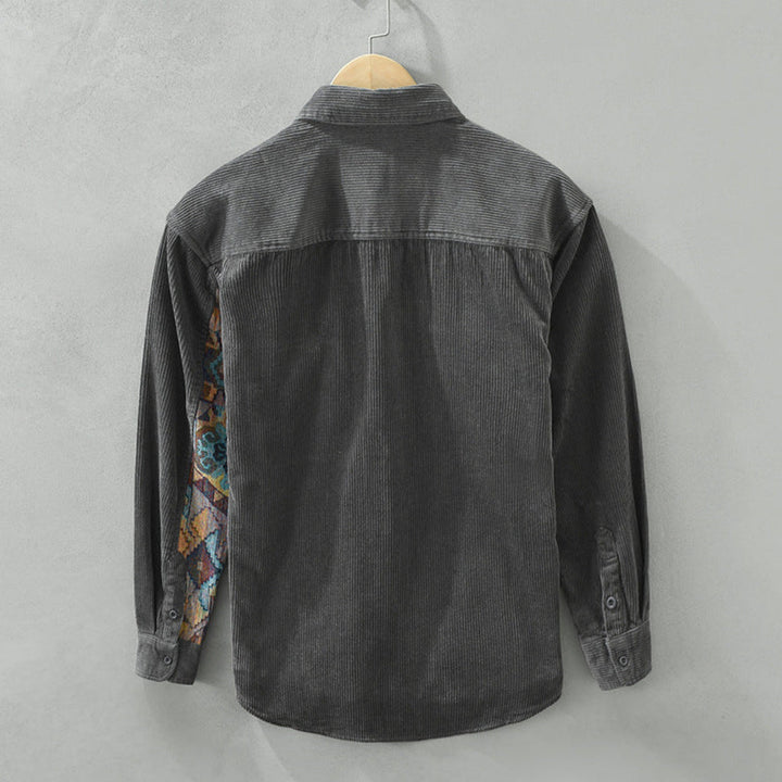 Men's casual vintage long sleeve shirt, perfect for layering or as a stand-alone stylish top.