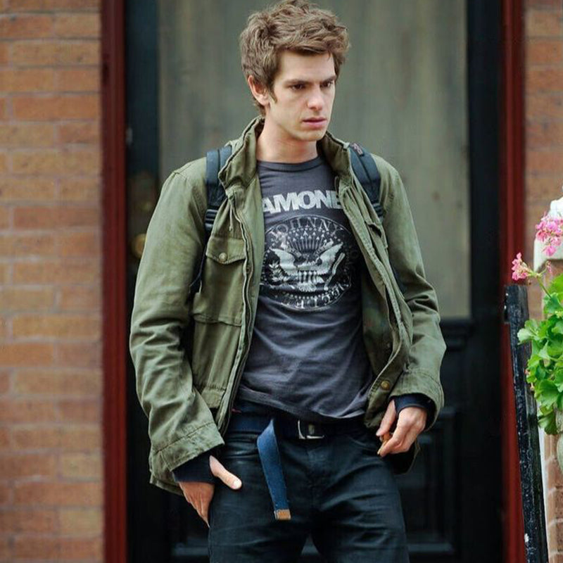 Classic men's vintage military jacket with a practical hidden hood. Ideal rugged outerwear for casual wear.