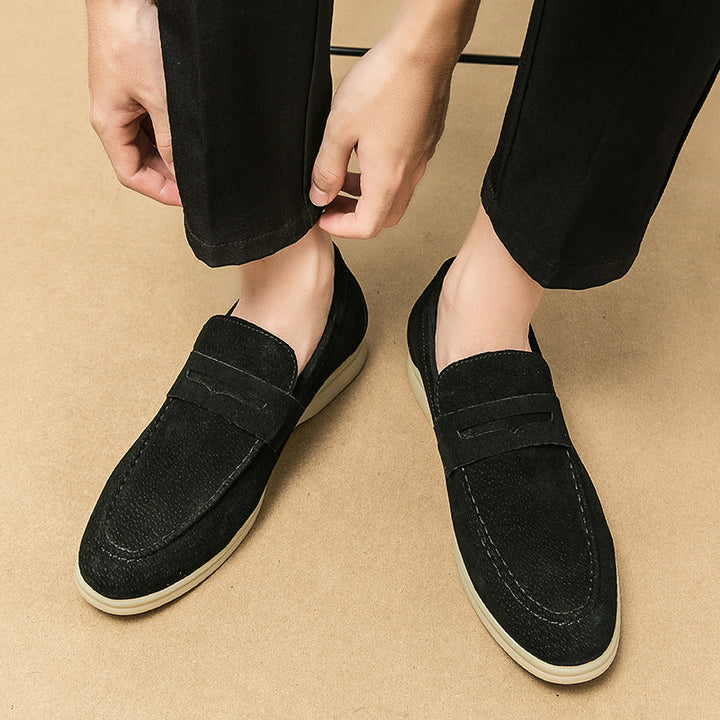 Stylish men's vintage slip-on loafers. Easy-to-wear casual shoes for men seeking classic foot comfort.