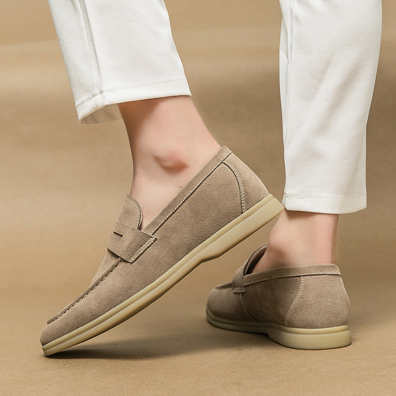 Men wearing vintage slip-on loafers, demonstrating comfortable, classic style for casual everyday fashion.