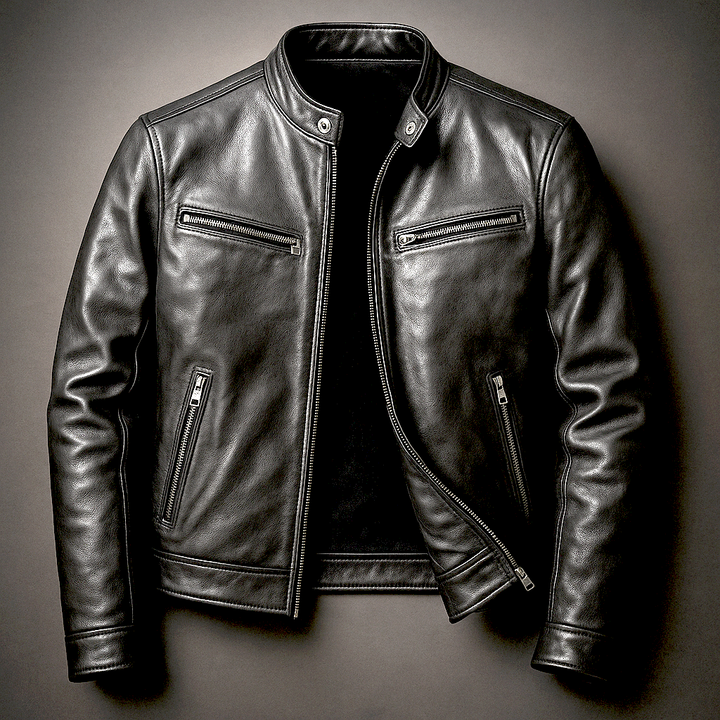 Fashionable men's vintage style jacket, classic bomber design. Stylish and comfortable casual outerwear.