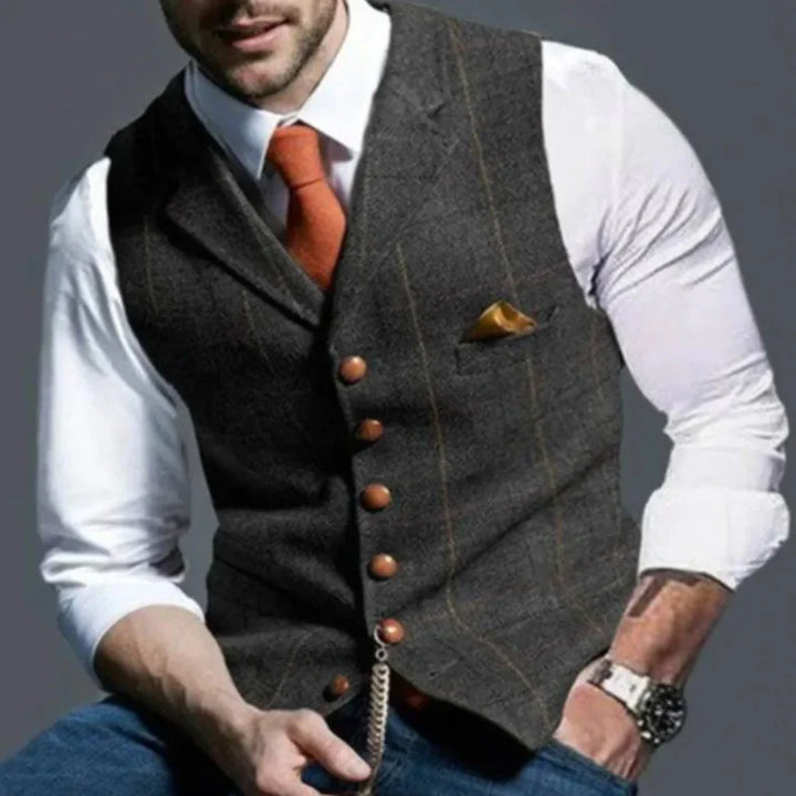 Men's vintage style waistcoat for timeless layering, a classic formal or casual vest. Heritage fashion.