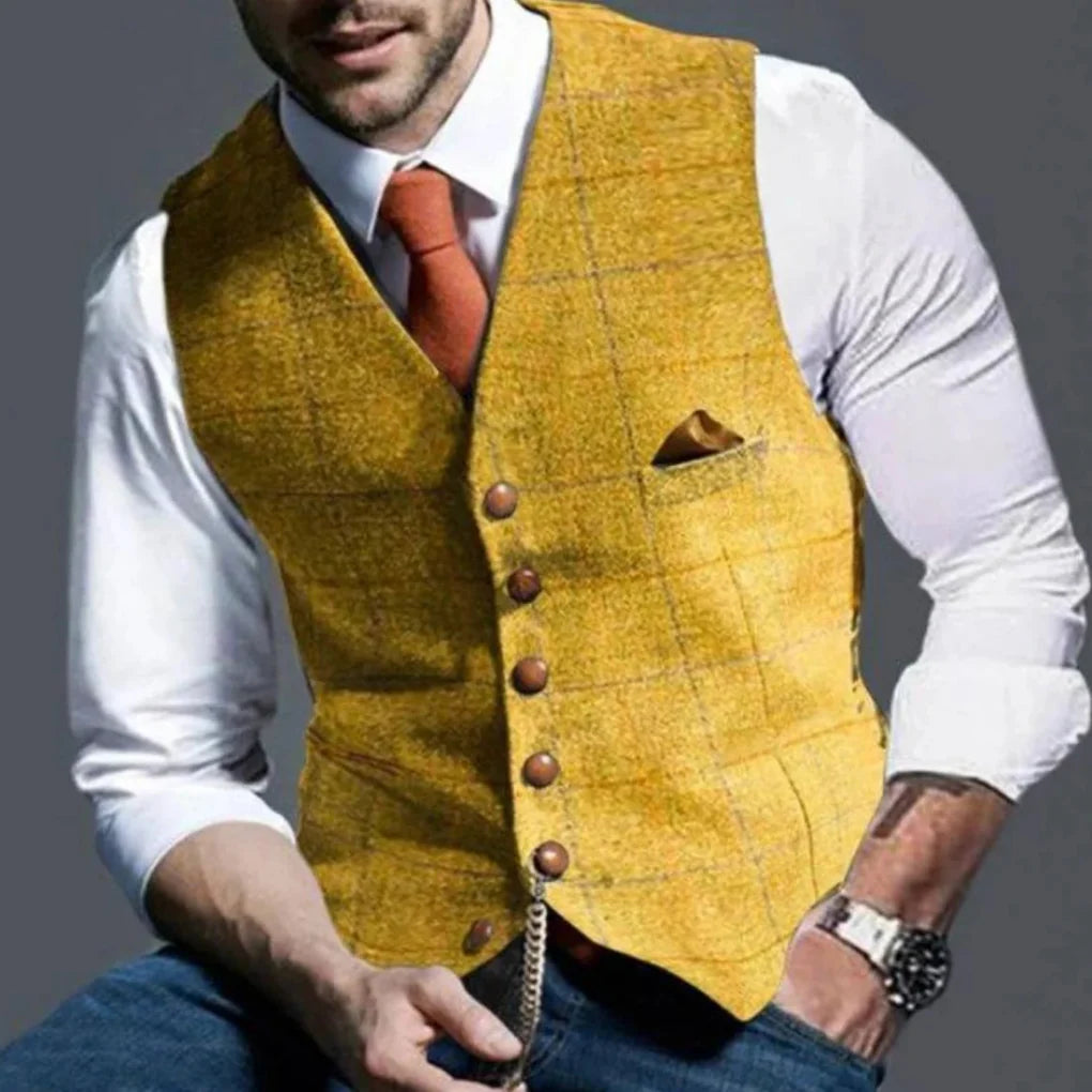 Classic heritage men's vest, a versatile layering piece for formal or casual outfits.