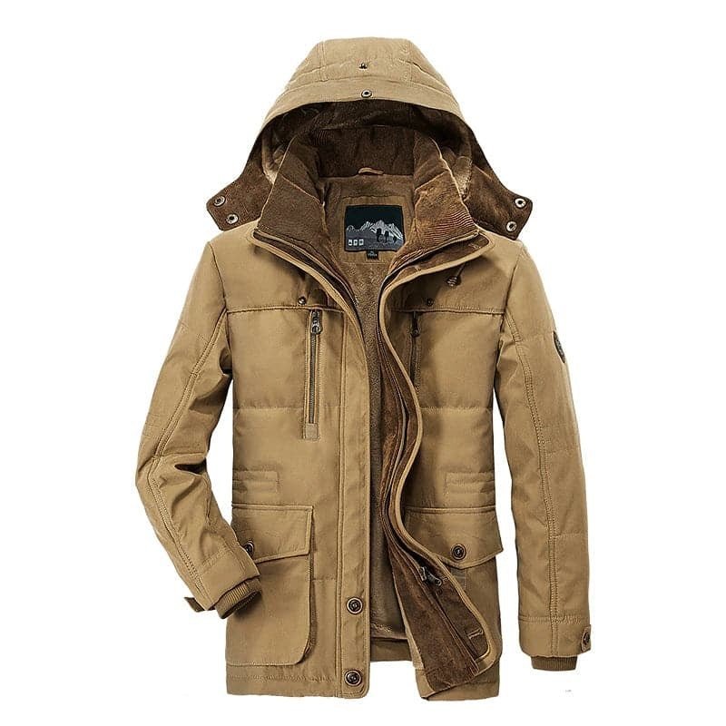 Green men's zip-up hooded jacket, perfect warm outerwear for winter casual use.