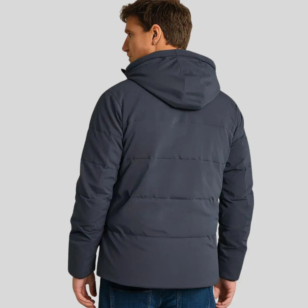 Men's rugged hooded winter jacket, perfect for hiking, skiing, or daily cold weather protection and warmth.
