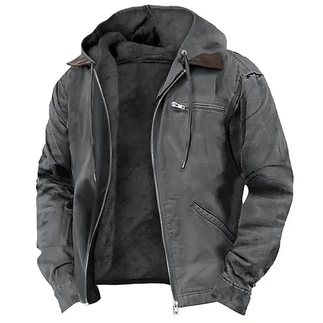 Durable men's hooded winter jacket, warm lined for ultimate comfort & everyday style in cold weather. Mens fashion.