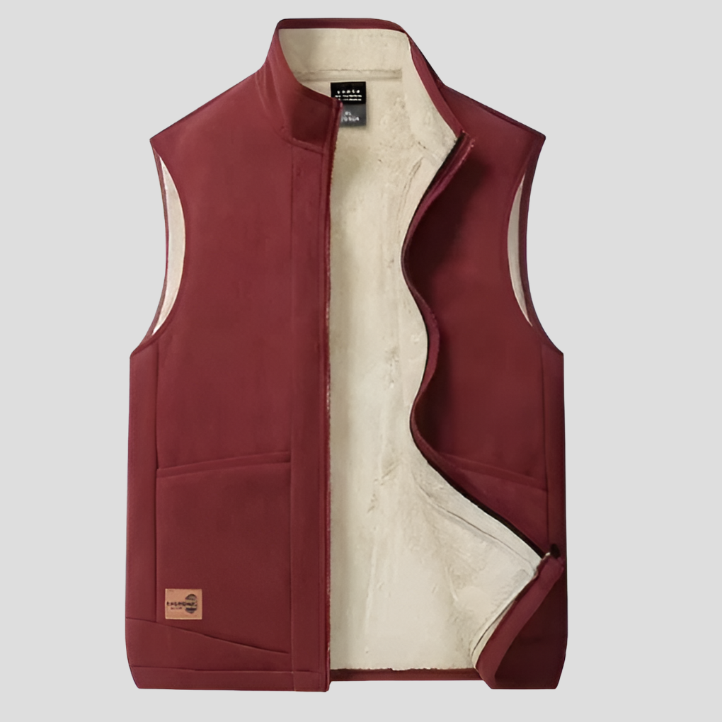 Stylish men's casual lined vest for layering. Warm, insulated winter outerwear, ideal for chilly fall & winter.