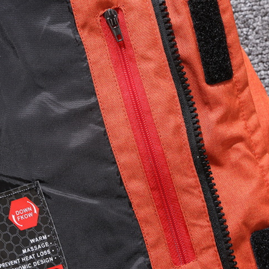 Grey men's modern winter parka. Waterproof, windproof design for stylish cold weather protection.