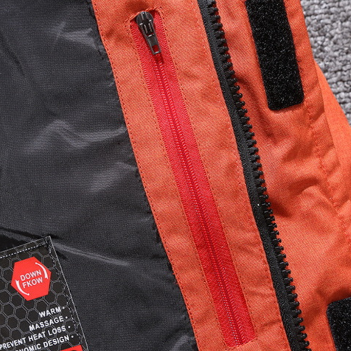 Grey men's modern winter parka. Waterproof, windproof design for stylish cold weather protection.
