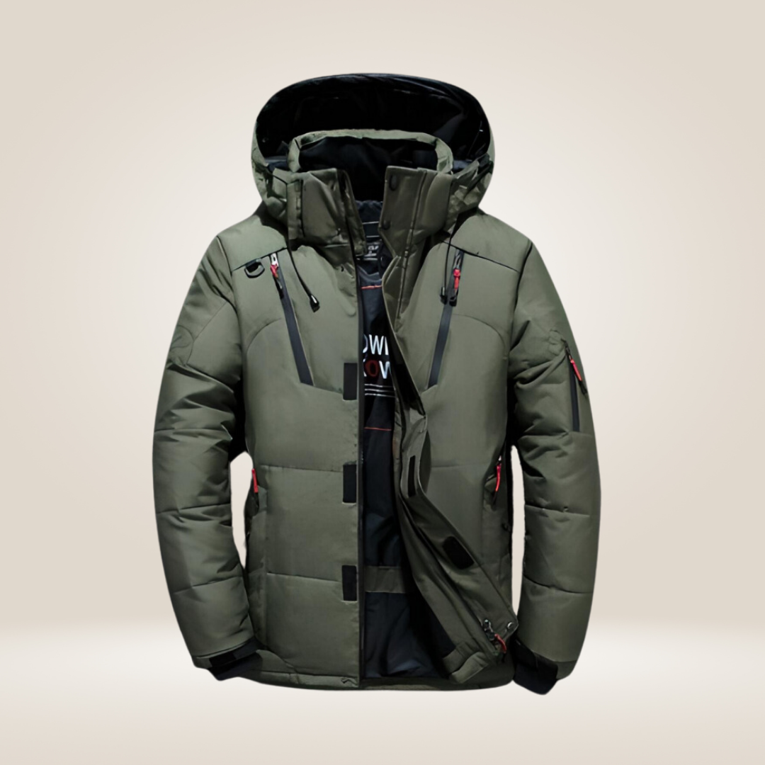 Stylish men's winter parka jacket. Warm, waterproof & windproof, perfect for urban casual wear.