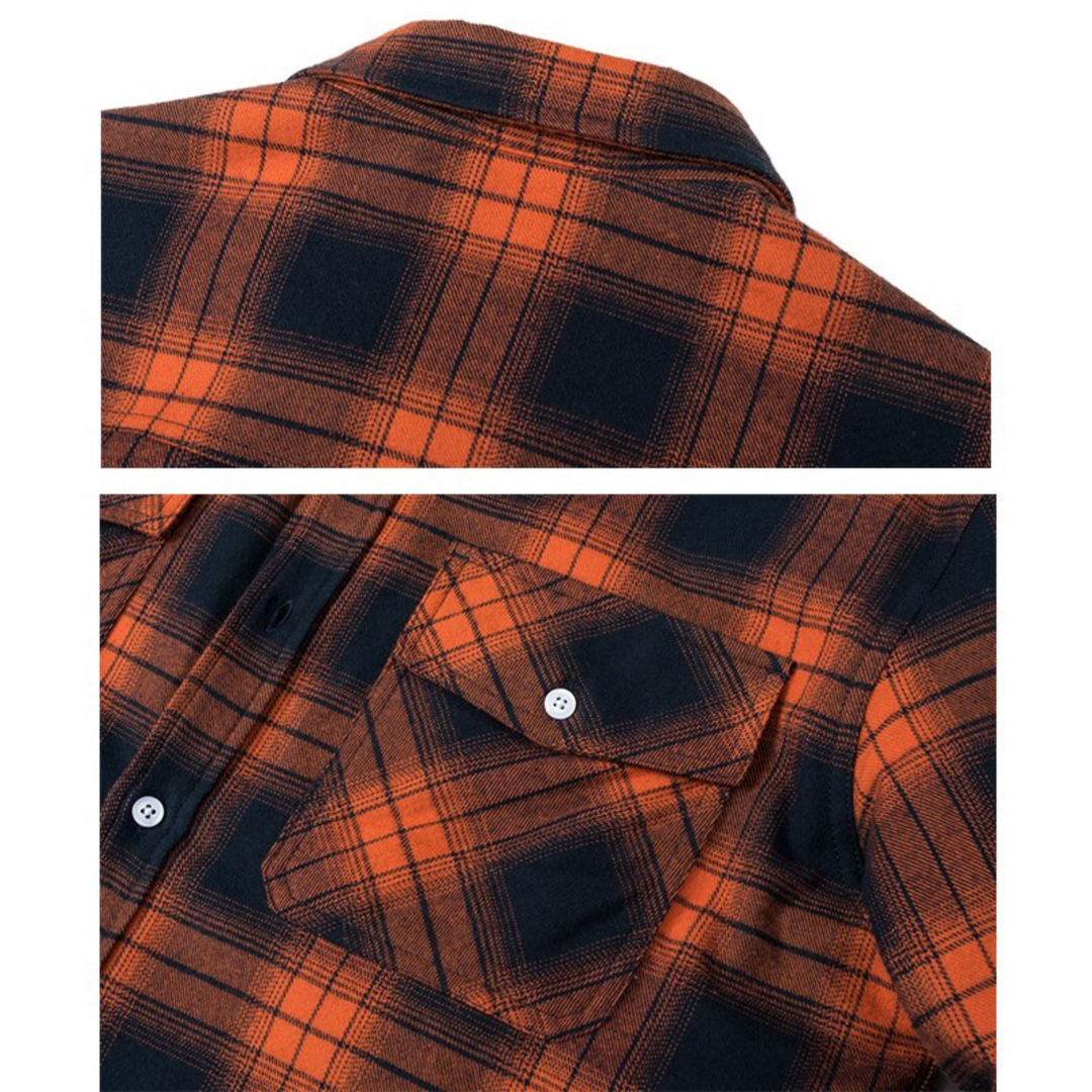 Stylish men's sherpa-lined plaid jacket, perfect for casual wear and a warm layering piece in fall fashion.