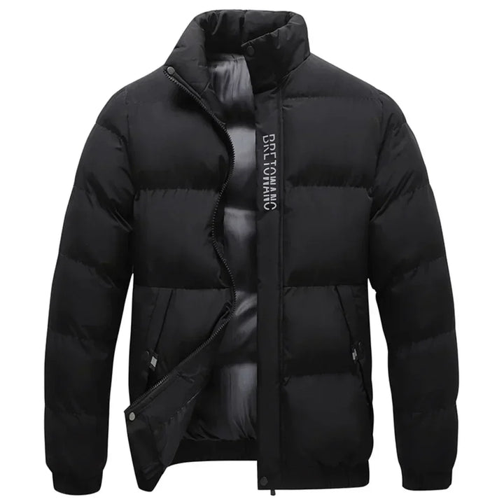 Durable men's waterproof & wind-resistant winter jacket. Warm insulated outerwear, ideal for extreme cold weather.