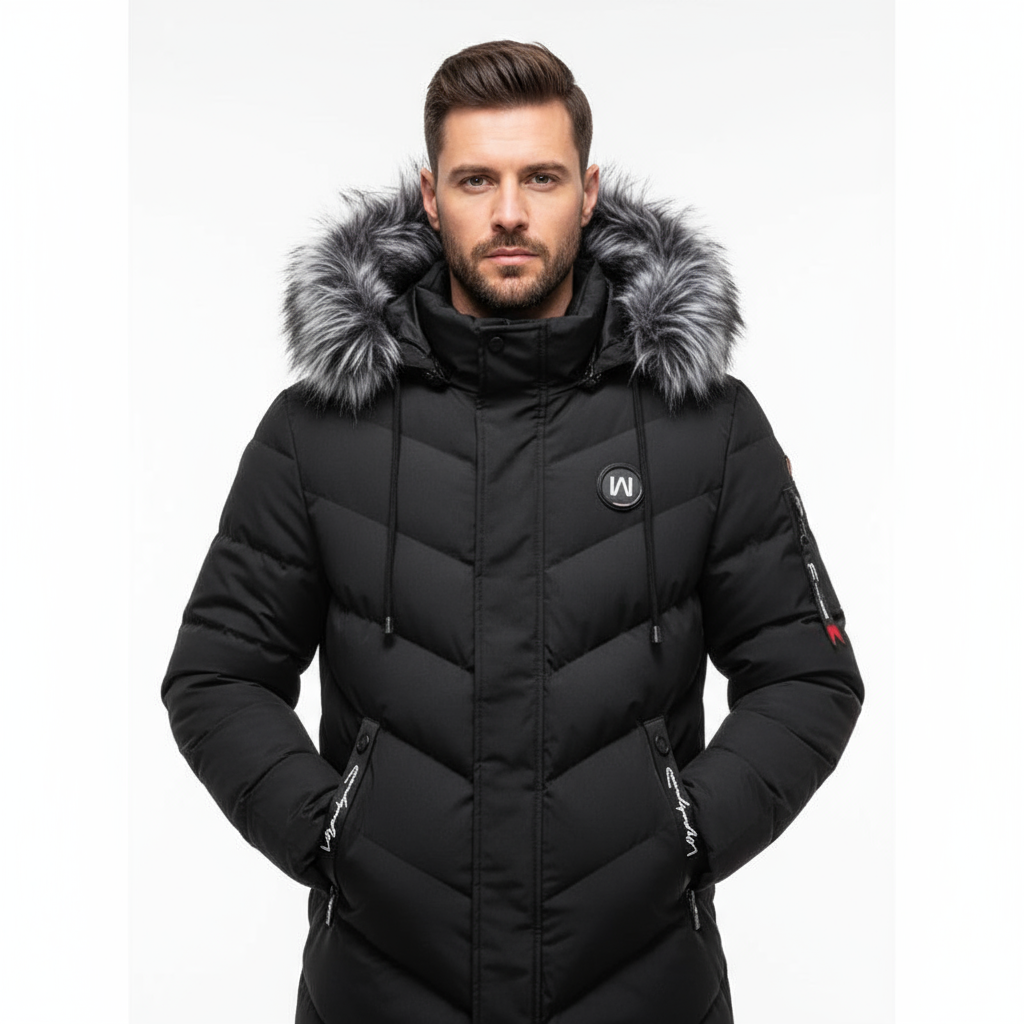 Men's warm winter coat in a timeless style. Durable outerwear, perfect for cold weather and winter fashion.