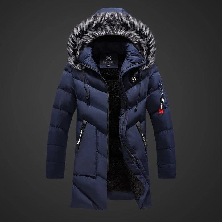 Durable men's winter coat for ultimate warmth. Timeless style, essential for cold weather menswear.