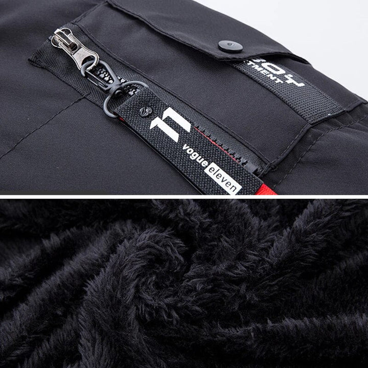 Back view of a classic men's winter coat, emphasizing its durable design and cold weather warmth.