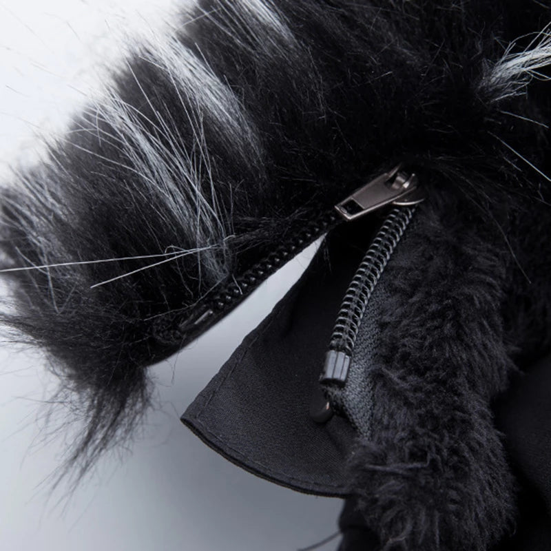 Detail shot: Durable fabric of a men's warm winter coat, highlighting timeless style and quality.